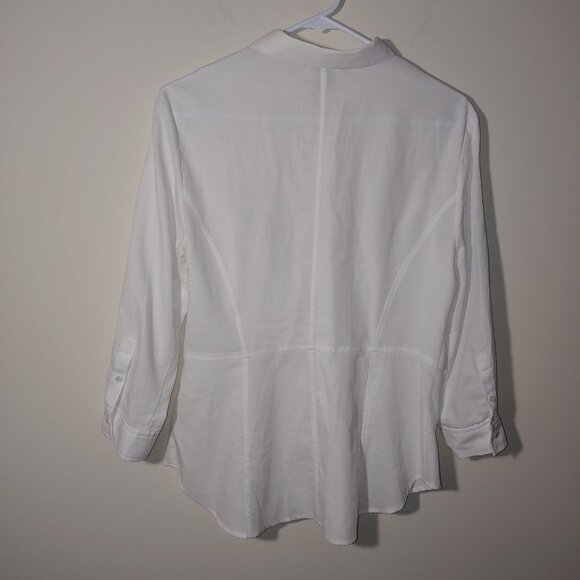 Anthropologie HD In Paris Long Sleeves Asymmetrical Tie Up Blouse Size 10 White - Picture 4 of 8